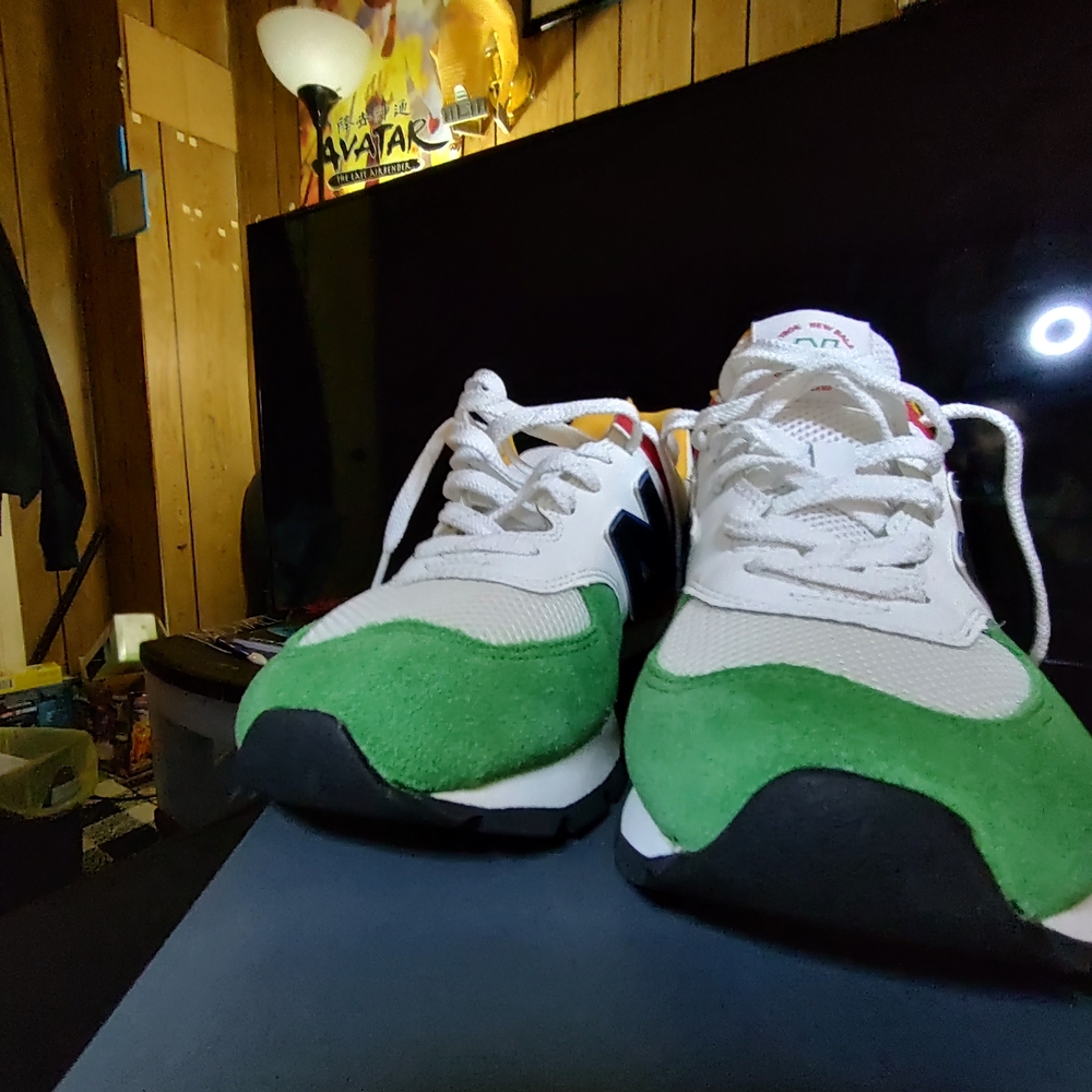 New Balance Multicolor 574 Style Sneaker - White, Green, Blue, Orange - Picture 4 of 4